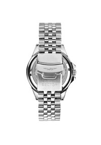 Orologio in acciaio inossidabile con finitura lucida, dotato di un bracciale metallico, una cassa rotonda e una chiusura con il logo "SECTOR".
