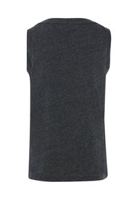 Top grigio senza maniche realizzato in tessuto morbido; ha una vestibilità rilassata e collo rotondo; texture liscia con un delicato motivo melangiato.