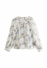 SHEER TIE FRONT LONG SLEEVE - Bluză - blue yellow floral print