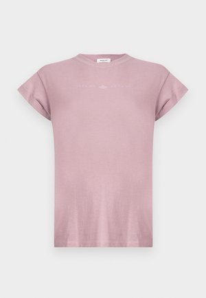 Ljus mauve kortärmad t-shirt med rullade ärmar och subtil "REPLAY" logotext över bröstet.