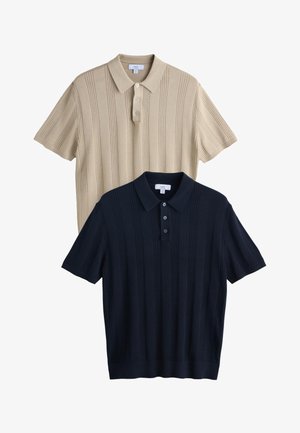 Next, REGULAR FIT RICH POINTELLE STRIPE 2 PACK - Bluză polo - neutral navy blue