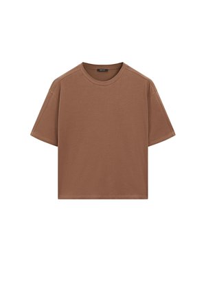 Massimo Dutti OVERSIZE WITH SEAM DETAIL - T-shirt basic - brown