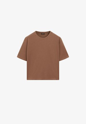 Massimo Dutti OVERSIZE WITH SEAM DETAIL - T-shirt basique - brown