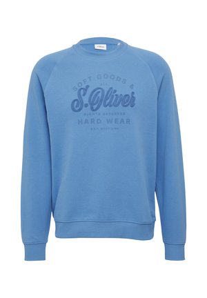 Zila džemperis ar apaļu kakla izgriezumu, ribotām piedurknēm un apakšmalu. Tumšā zila teksta grafika, kurā rakstīts "S. Oliver" un "Hard Wear". Izgatavots no mīksta materiāla.