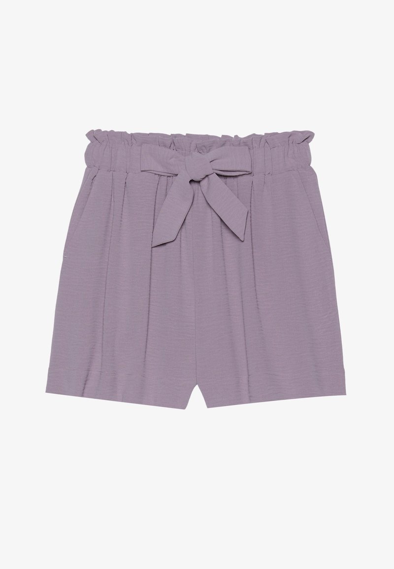 Λεβάντα σορτς με ρυτιδωτό ζωνάκι, ζώνη από ύφασμα και πλισέ σχέδιο. Διαθέτει πλευρικές τσέπες και μαλακή υφή.