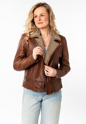 Leren jas - dark cognac