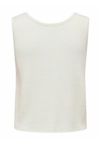Witte geribbelde mouwloze top met een ronde hals, gekenmerkt door een zachte textuur en een relaxed fit, geschikt voor casual draagstijl of voor het dragen in lagen.