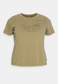 Olivově zelené bavlněné tričko se zaobleným výstřihem, krátkými rukávy a potiskem loga vpředu s textem "levi's since 1873."