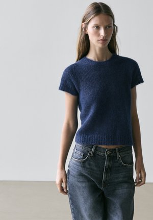 Massimo Dutti SHORT SLEEVE WITH CREW NECK - Jumper - dark blue