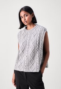 Johnstons of Elgin - ARAN CABLE OVERSIZE TANK - Jumper - light grey Thumbnail Image 1