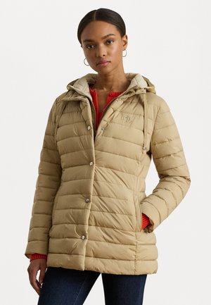 QUILTED HOODED VESTEE PUFFER JACKET - Winter coat - beige