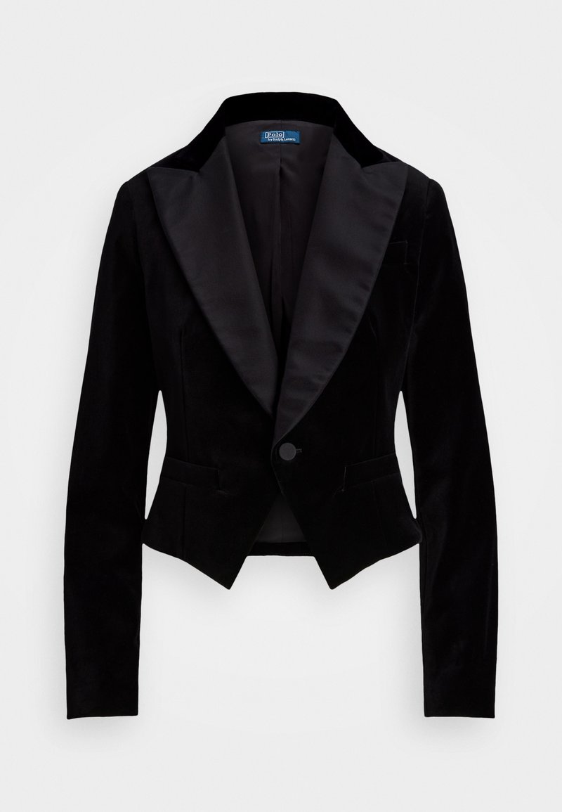 Polo Ralph Lauren CROPPED SILK-LAPEL VELVET BLAZER - Blazer - black