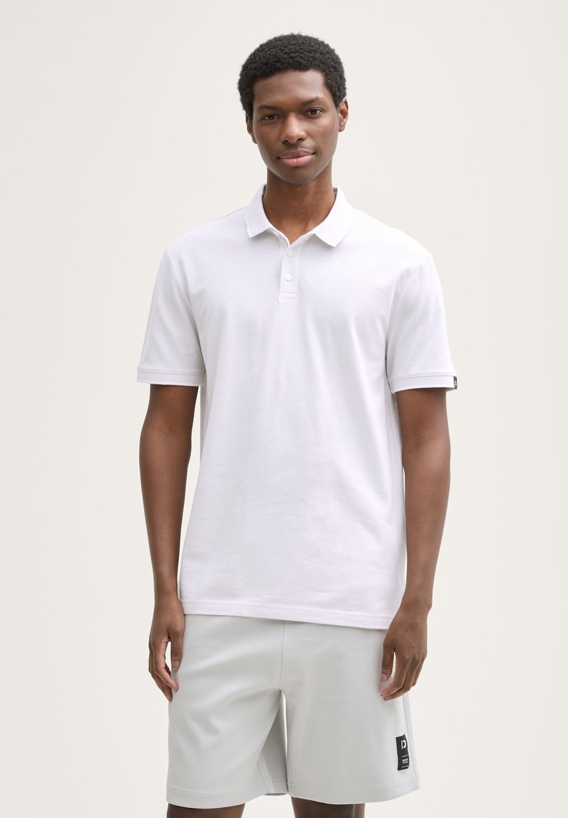 TOM TAILOR DENIM POLO WITH TIPPING - Polo shirt - chalk grey white two tone