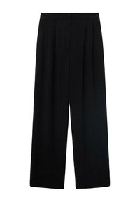 STRAIGHT-FIT PLEATED - Pantalones - mottled black
