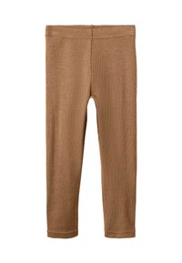 Leggings en tricot côtelé marron pour tout-petits avec taille élastique et jambes droites.