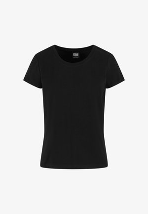 Sort kortærmet t-shirt lavet af bomuld, med rund halsudskæring og et enkelt design uden dekorationer.