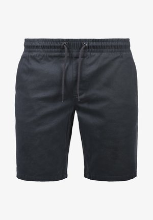 Pantaloncini casual neri fino al ginocchio con vita elastica e coulisse frontale, realizzati in tessuto morbido.