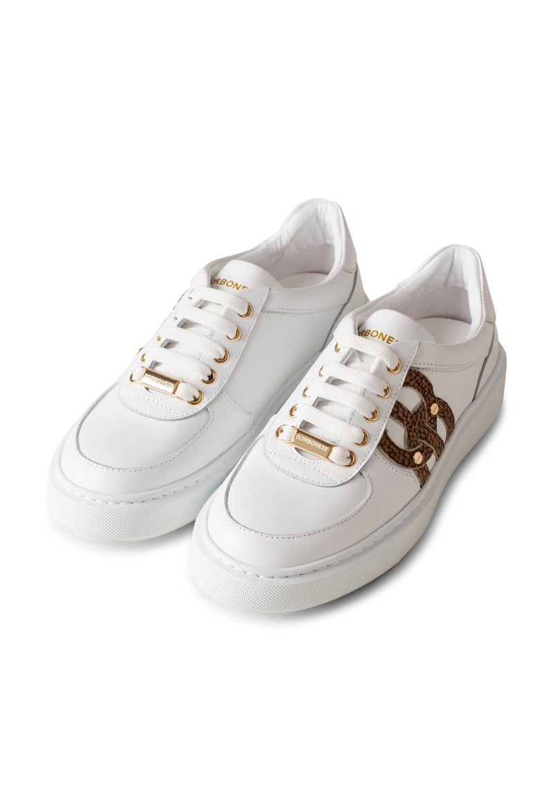 Scarpe Donna BORBONESE Sneaker In Pelle E Tessuto Bianco – Collezione Autunno Inverno – Modello OP Graffiti