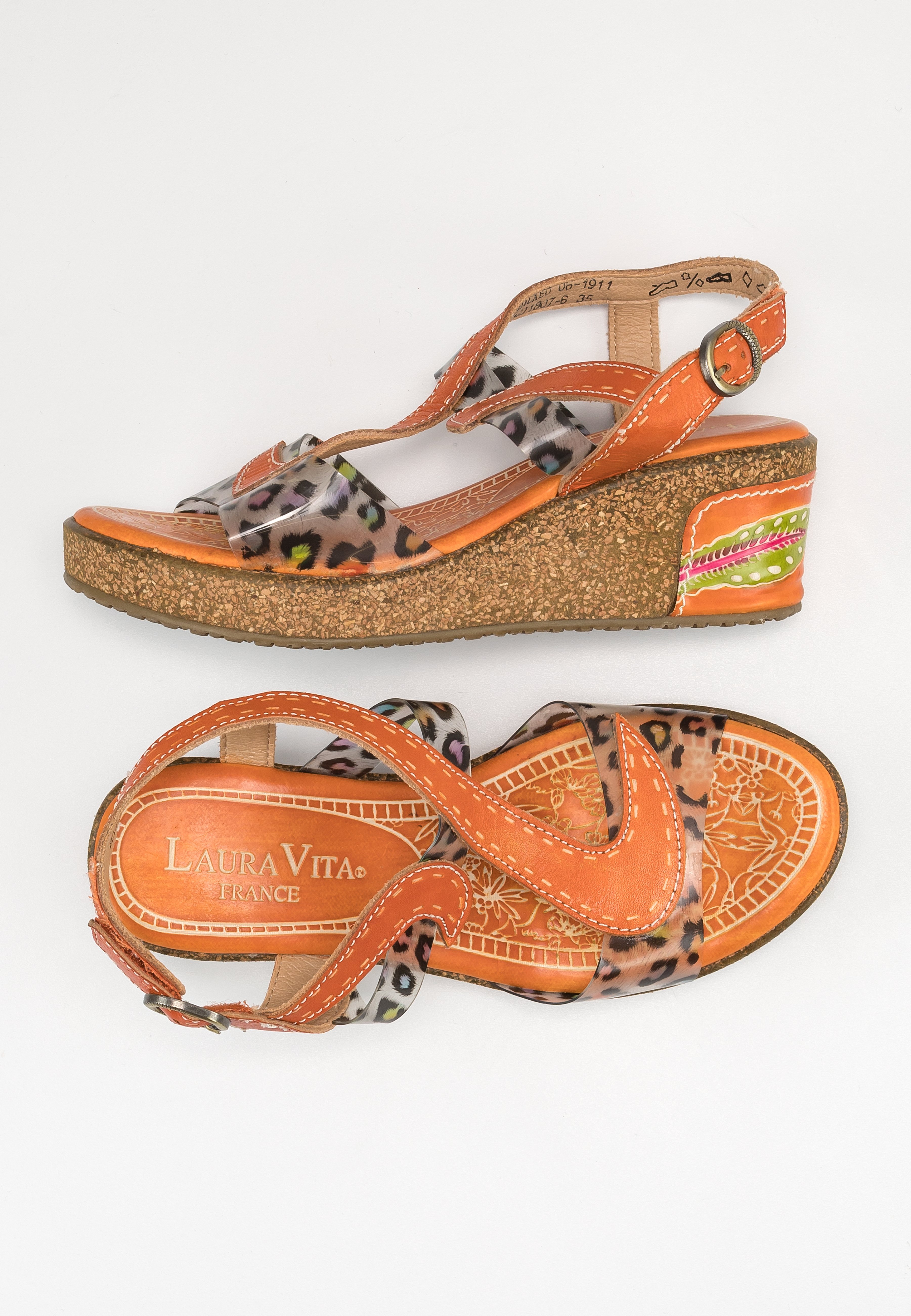 LAURA VITA Sandalias de cuña - orange/naranja - Zalando.es