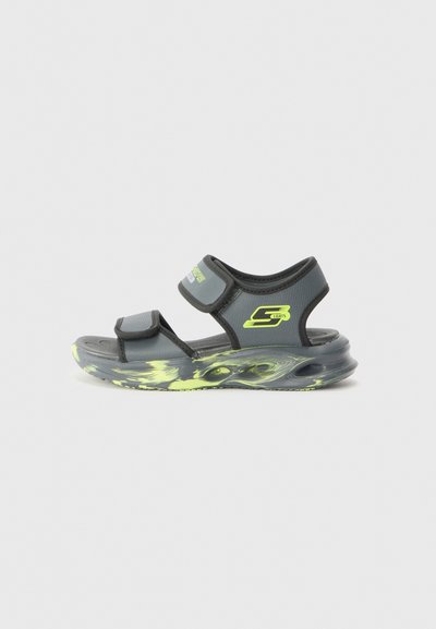 SOLA GLOW - Sandales - charcoal/silver-coloured/lime trim