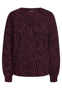Felpa bordeaux con motivo a strisce zebra nere, colletto rotondo e maniche lunghe. Dettagli a costine sui polsini e sull'orlo. Tessuto morbido e strutturato.