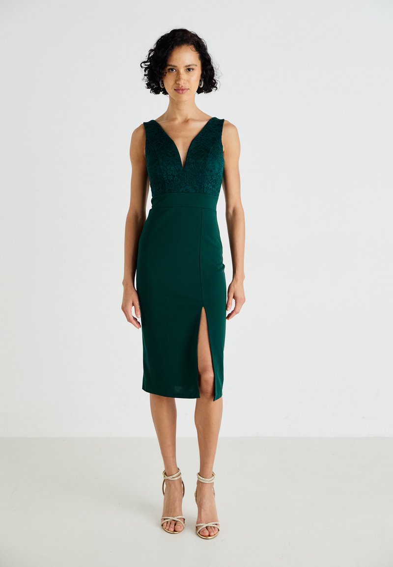 WAL G. V NECK PLUNGE MIDI DRESS - Vestito elegante - green/verde - Zalando