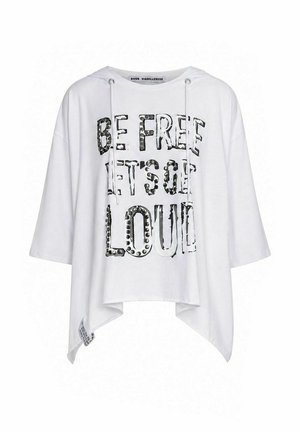 #VDR VILLADELLEROSE, SLOGAN ASYMMETRIC OVERSIZE HOODIE T-SHIRT - Μπλούζα με μακριά μανίκια - white
