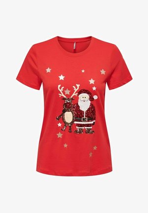 ONLY, T-shirt imprimé - red