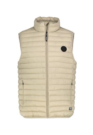 MIT HOHEM KRAGEN UND REISSVERSCHLUSS - Waistcoat - beige