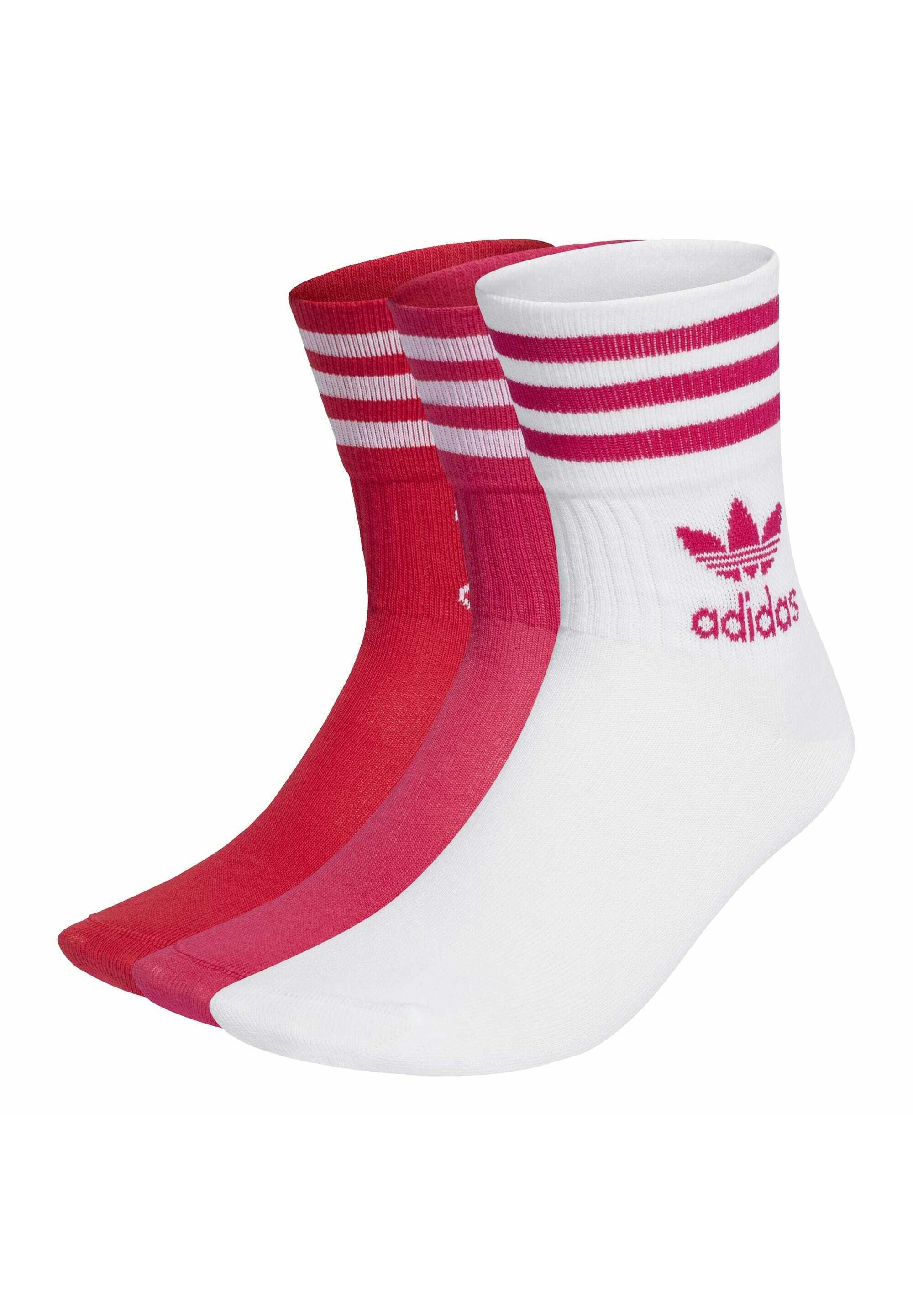 Adidas Originals Mid Cut Crew Neck Socks Adicolor Socken White Bold Pink Bold Red Weiss Zalando De