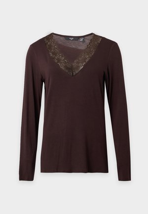 Vero Moda Curve, VMROSA V NECK - T-shirt à manches longues - chocolate torte