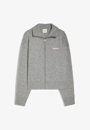 Bershka, BOXY FIT KNITTED ZIP-UP - JACKET - Gilet - grey