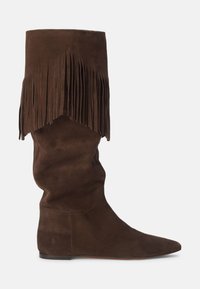 FRINGE TRIM SUEDE TALL BOOT - Cowboy-/Bikerboot - chocolate