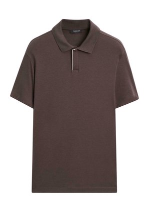 Massimo Dutti, SHORT SLEEVE POLO SHIRT WITH PLACKET DETAIL. - Poloshirt - mottled dark brown