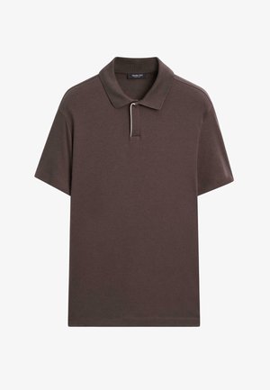 Massimo Dutti, SHORT SLEEVE POLO SHIRT WITH PLACKET DETAIL. - Poloshirt - mottled dark brown