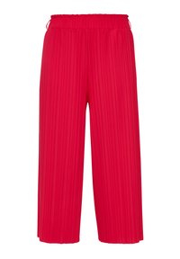Rode geplooide culottes met een elastische tailleband. Gemaakt van lichtgewicht stof, met een losse pasvorm en wijde benen voor comfort.