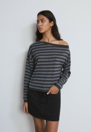 ASYMMETRISCHER GESTREIFTER  - Strickpullover - gris oscuro