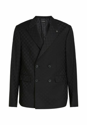 KARL LAGERFELD, CHECKED DOUBLE-BREASTED - Suit jacket - black