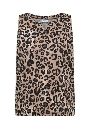Cecil, TOP MIT SPLIT NECK UND LEO-MUSTER - Débardeur - urban taupe