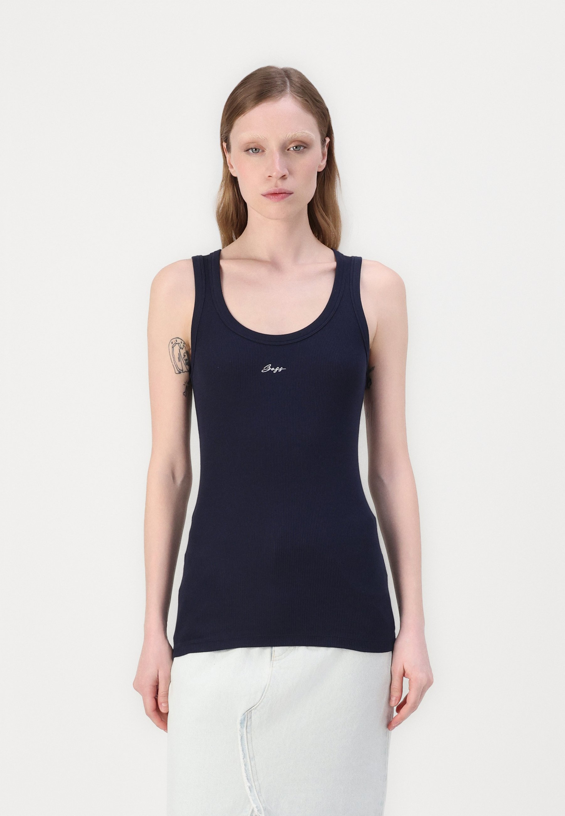 売れ筋商品|||ボス Tシャツ レディース トップス EMATITE - Top - dark blue BOSS EMATITE - Top - dark blue/donkerblauw - Zalando.nl