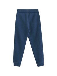 Pantaloni della tuta blu navy realizzati in morbido misto cotone, con vita e polsini a costine, design con gamba affusolata e texture liscia.