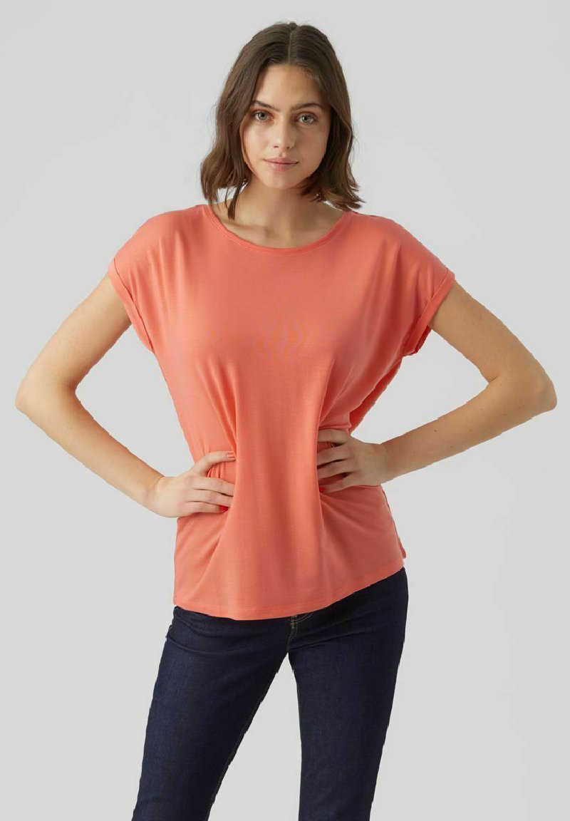Vero Moda VMAVA PLAIN - T-shirt - bas - georgia peach