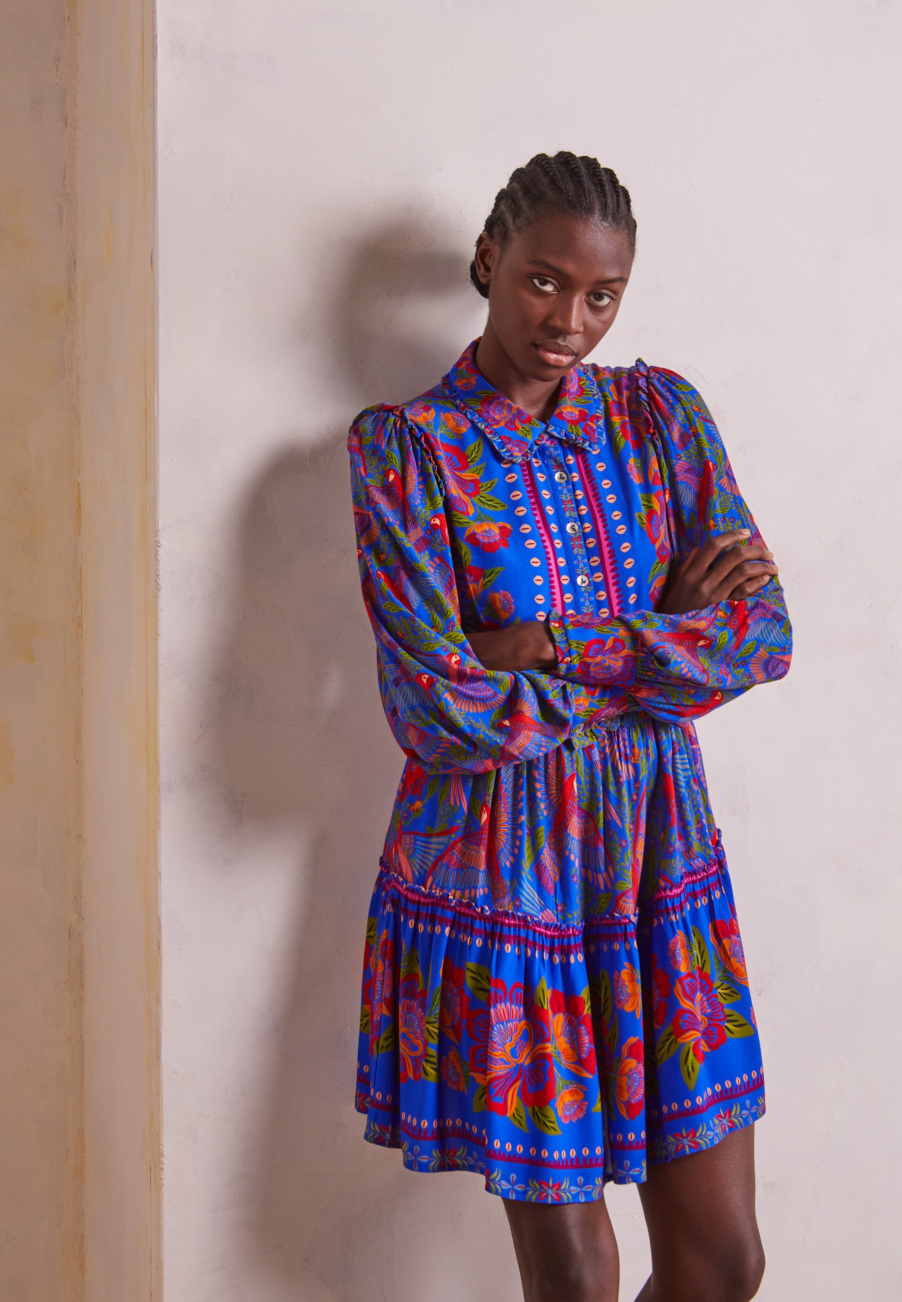 Farm Rio MACAW FLIGHT DRESS - Blousejurk - blue/meerkleurig - Zalando.nl