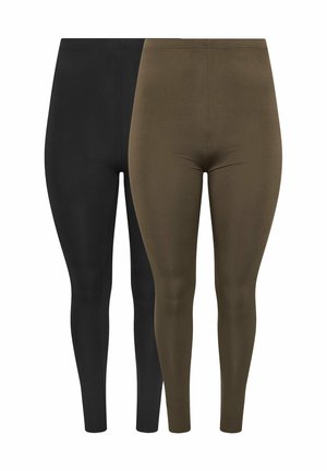 Yours Clothing, PLUS SIZE BASIC LEGGINGS 2 PACK - Legging (type pantalon) - black brown