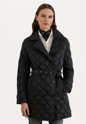 DIAMOND QUILTED DOWN TRENCH COAT - Down coat - black