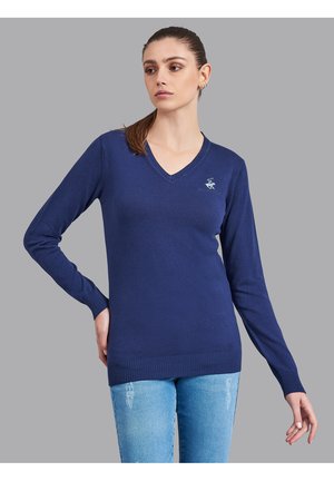 Stickad tröja - navy