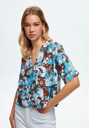 SHORT SLEEVED  - Blouse - printed turquoise