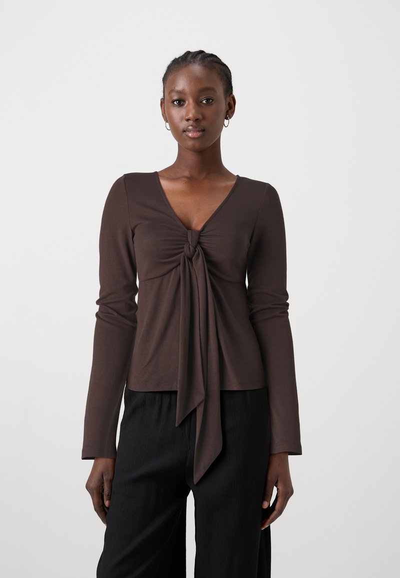 Gina Tricot TIE FRONT LONG SLEEVE - Top - bracken