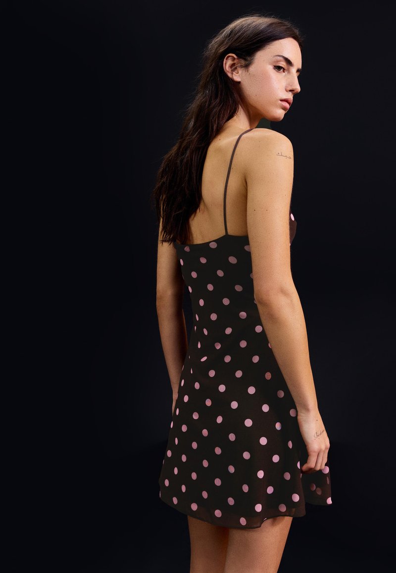 strapless open back dress Vintage Escada by Margaretha Ley Silk Polka Dot Ruffle Dress – Recess main image 1