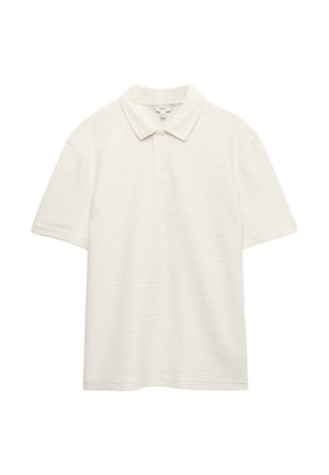 Kurzes Polohemd mit kurzen Ärmeln aus weichem, strukturiertem Stoff und klassischem Kragen, entworfen für legere Kleidung.